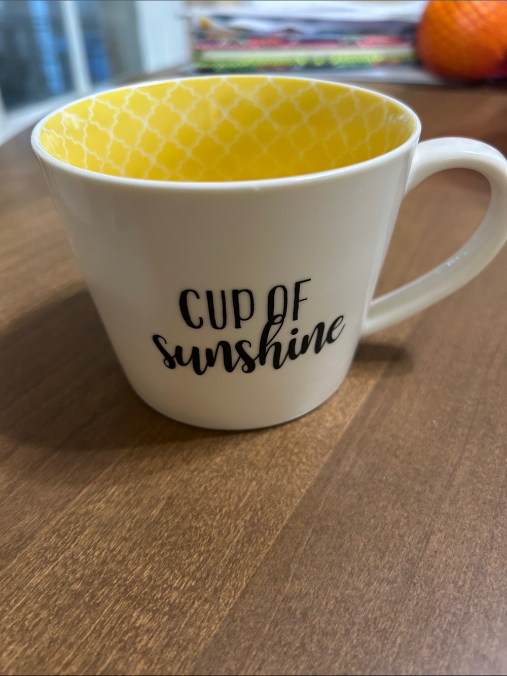 Christian Art Gifts White Coffee cup of Sunshine' Mug with Yellow Interior